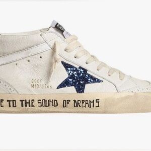 Golden Goose Cream Midstars with Glittery Blue Star